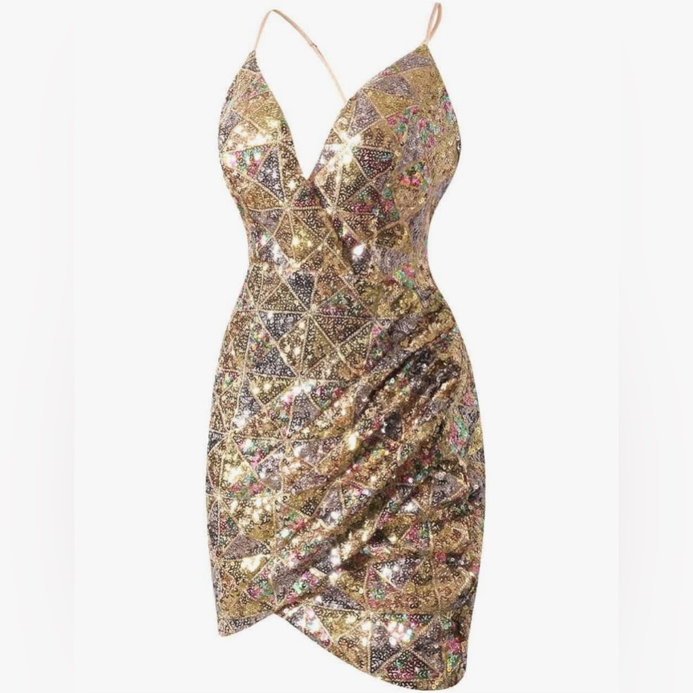 Gold Sequin Party Dress